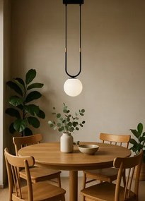 Wisząca lampa z jednym szklanym kloszem czarno-biała K6-G34