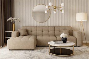 Narożnik lewostronny  Bergamo A – tkanina Raven 30 beżowa, 284×166×70 cm