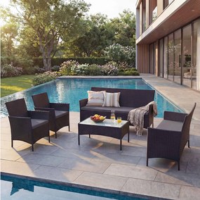 Zestaw z polirattanowym wykończeniem Hamar 3-2-1-1,  antracyt, poduszki antracytowe