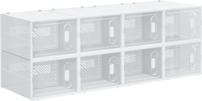 HOMCOM 8-częściowy regał na buty, stosowalne pudełka na buty do rozmiaru 46, drzwi magnetyczne, Plastik, 28 x 36 x 21 cm