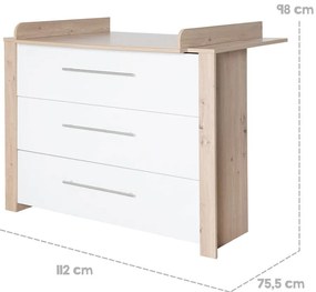Białp-naturalna niska komoda dziecięca w dekorze dębu z przewijakiem 112x98 cm – Roba
