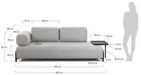 Jasnoszara sofa ze stolikiem Kave Home Compo