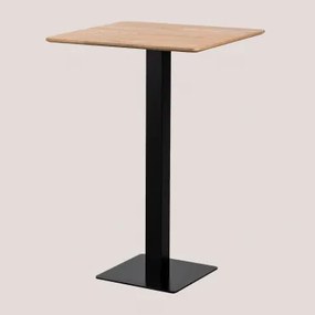 Kwadratowy Wysoki Stolik Barowy Z Forniru Jesionowego Espresso Czarny & ↔︎ 70 Cm - Sklum
