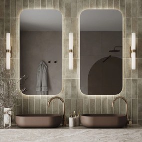 Lustro prostokątne bez ramy oszlifowane obracalne z podświetleniem ROUND Classic LED | Różne rozmiary | Różne kolory szkła : Kolor tafli szkła - Grafit, Rozmiar - 60 x 120 cm