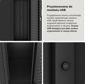 Szafka BHP ubraniowa, skrytkowa, perforowana, 10 skrytek, czarna, 1360x1720x450 mm: BARTEK PRO