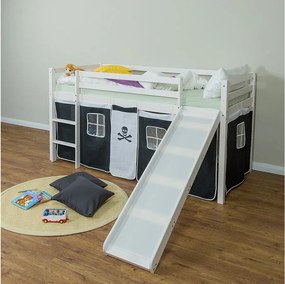 Łóżko piętrowe 90x200 cm czarne pirackie