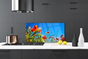 Szkło Dekoracyjne do Kuchni Polna Łąka Pełna Maków