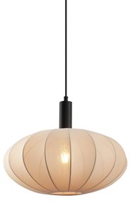 Lampa wisząca Japandi czarna z brązowym materiałowym kloszem - BidaJapandi Oswietlenie wewnetrzne
