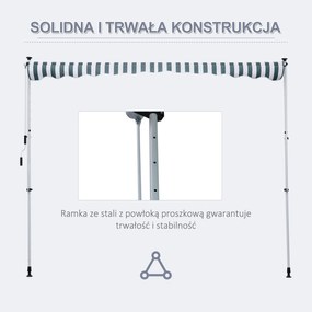Outsunny markiz markiza zaciskowa składane ramię korbka ręczna balkon 3 x 1,5 m aluminiowy zielony
