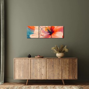 Obraz - Malowany kwiat (z zegarem) (90x30 cm)