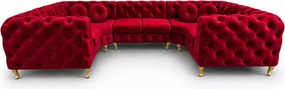 Luksusowy narożnik Chesterfield Moet U z ergonomicznym siedziskiem
