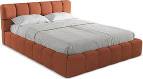 Tapicerowane łóżko z pojemnikiem 180 x 228 - Szynila - Terakota - NALU