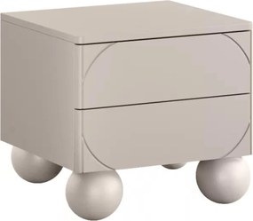 Szafka nocna z dwoma szufladami Sonatia II na nogach kulach 45 cm - kaszmir