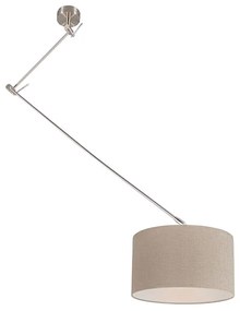 Stalowa lampa wisząca z kloszem 35 cm jasnobrązowa regulowana - Blitz Nowoczesny Oswietlenie wewnetrzne