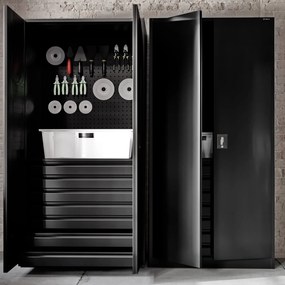 Szafa warsztatowa z szufladami Darek All Black 92x50x185 cm czarna