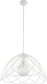 Żyrandol Pagoda z lakierowanego na biało żelaza z dekoracją w stylu shabby chic, z regulowanym kablem elektrycznym, 1 lampa 132 Ø45 BL298-S1-BCO