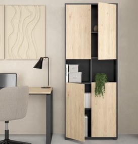 Czterodrzwiowy regał biurowy Sign 80 jackson hickory/szary mat