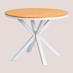 Okrągły Stół Ogrodowy Z Drewna Eukaliptusowego I Aluminium Archer Gardenia Biel & Ø100 Cm - Sklum