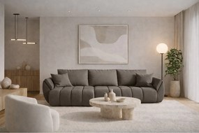 Narożnik z funkcją spania i pojemnikiem TOKYO PREMIUM, tkanina Wind, Stalowy, Prawy