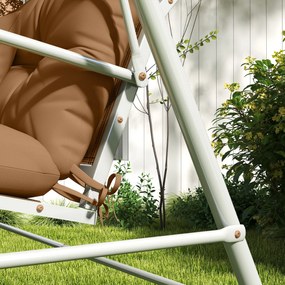 Outsunny 4-częściowy zestaw poduszek siedziskowych, 150x50 cm wodoodporne poduszki na krzesło z trokami, 10cm grubości Brązowy | Aosom PL