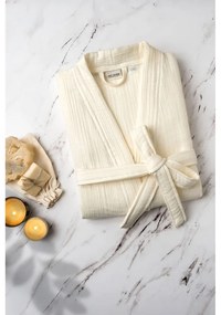 Kremowy szlafrok muślinowy w rozmiarze S/M Kimono – Foutastic