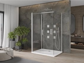 Mexen Omega-3S kabina prysznicowa 3-ścienna, rozsuwana 100x80 cm, transparent, chrom + brodzik Flat - 825-100-080-01-00-3s-4010