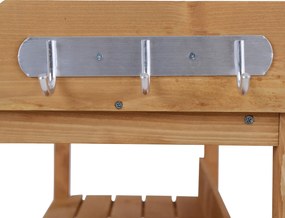 Outsunny stół do roślin z metalową powierzchnią roboczą drewno naturalne 76x37x89cm | Aosom PL