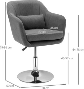 HOMCOM Krzesło biurowe krzesło obrotowe fotel obrotowy z regulacją wysokości tkanina kolor ciemnoszary