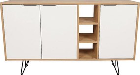 Nowoczesna komoda – 142 cm – Dąb i biel – Melamina