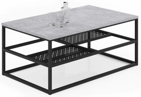 Prostokątna ława z półkami beton + czarny P4-M92