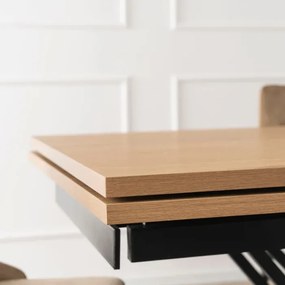 Stół Rozkładany Prostokątny REX 160-220 cm Dąb/Czarny do Jadalni Nowoczesny Loft