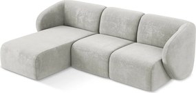 Jasnoszary narożnik z tkaniny szenilowej (lewostronny/z szezlongiem) Lani – Makamii