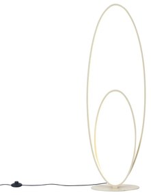 Designerska lampa podłogowa beżowa z wbudowanym LED 3-stopniowo ściemnialna - Boomerang