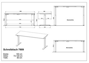 Biurko z elektryczną regulacją wysokości z blatem w dekorze dębu 80x180 cm Agenda – Germania