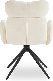 Krzesło Tapicerowane Obrotowe ALVARO Kremowe Boucle Nowoczesne