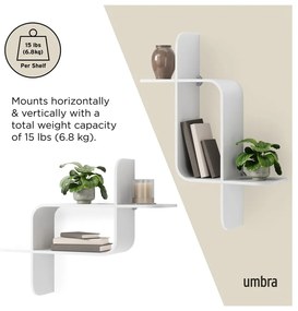 Biała wielopoziomowa półka z litego drewna kauczukowego 62 cm Montage – Umbra