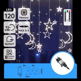 Aigostar - LED zewnętrzny łańcuch świąteczny 120xLED/6W/230V/8 funkcji 3x0,6m IP44 zimna biel DO