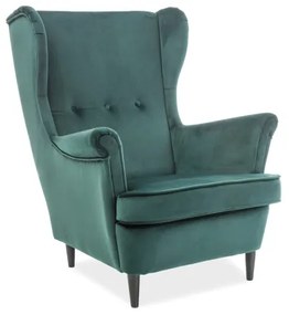 Zielony fotel uszak do TV LORD VELVET