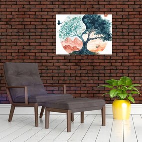 Obraz – Akwarelowe drzewo pełne życia (70x50 cm)