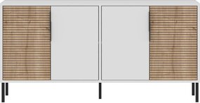 Komoda – 150 cm x 75 cm x 36 cm – Dąb biały i szafirowy – Płyta wiórowa pokryta melaminą