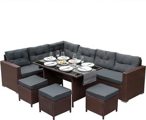 Zestaw narożny rattanowy - brązowy