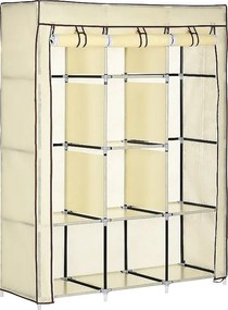 Składana szafa materiałowa, przenośna, 125x43x162,5 cm - kremowo-biała