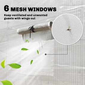 Outsunny Szklarnia foliowa 2,7 x 2 x 2 m z półkami, rolowanymi drzwiami, 6 oknami, wspornikami | Aosom PL