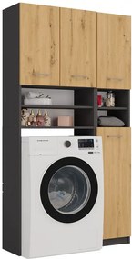 Nowoczesny komplet mebli do łazienki antracyt + dąb artisan P1-H55