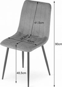 Krzesło Valora JEWA Ciemnoszary Aksamit Ergonomiczny Design x2