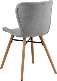 Tapicerowane krzesło do jadalni na dębowych nogach Batilda light grey