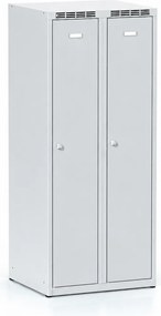 Metalowa szafka ubraniowa S7, 2-drzwiowa, 1500 x 600 x 500 mm, demontaż, zamek obrotowy, drzwi szare