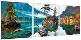 Obraz - Jezioro Hintersee, Alpy Bawarskie, Austria (z zegarem) (90x30 cm)