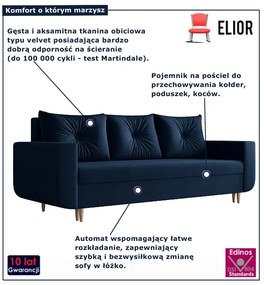 Granatowa tapicerowana sofa z funkcją spania  F6-Z25