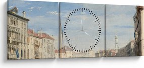Obraz - Richard Parkes Bonington, The Grand Canal, reprodukcje (z zegarem) (90x30 cm)
